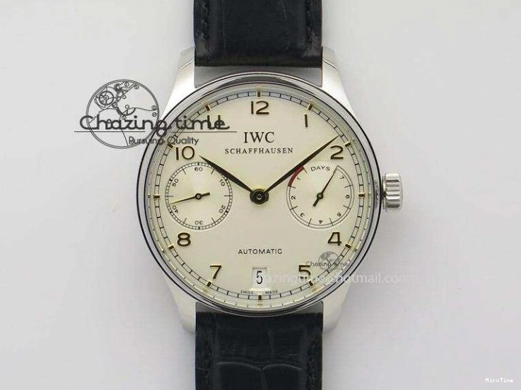 MIROTIME 1222 Portuguese Tourbillon IW504602 RG ZF Best Edition White Dial on Brown Leather Strap Stretchable 7178